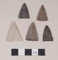 Chipped stone, projectile points, triangular; chipped stone, projectile points, lanceolate