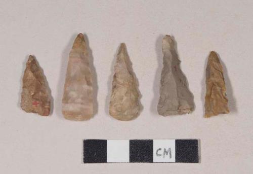 Chipped stone, projectile points, triangular; chipped stone, projectile points, lanceolate