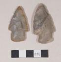 Chipped stone, projectile point, stemmed; chipped stone, projectile point, corner-notched