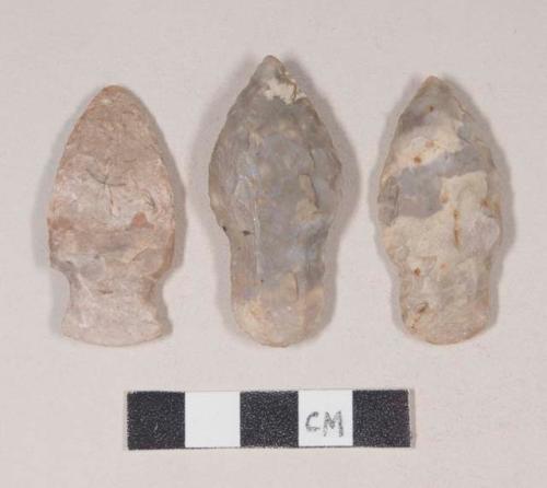 Chipped stone, projectile points, stemmed; chipped stone, projectile point, side-notched