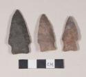 Chipped stone, projectile points, side-notched; chipped stone, projectile point, stemmed