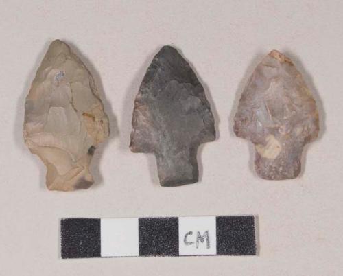 Chipped stone, projectile points, stemmed; chipped stone, projectile point, side-notched