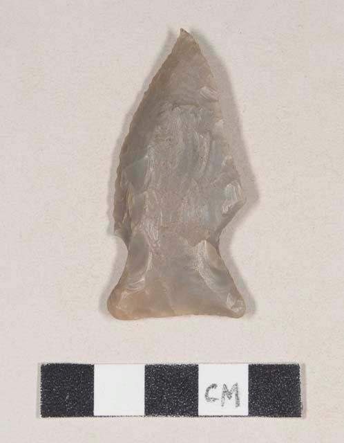 Chipped stone, projectile point, side-notched, slightly beaked