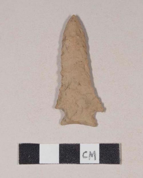 Chipped stone, projectile point, corner-notched, serrated