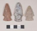 Chipped stone, projectile points, corner-notched; chipped stone, projectile point, stemmed