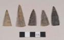 Chipped stone, projectile points, triangular; chipped stone, projectile points, lanceolate