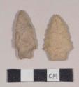 Chipped stone, projectile points, stemmed, serrated