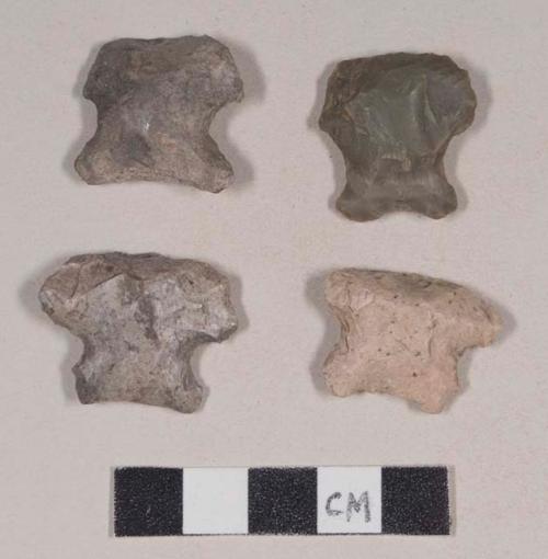 Chipped stone, scrapers, reworked from corner-notched and side-notched projectile points