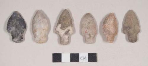 Chipped stone, projectile points, stemmed