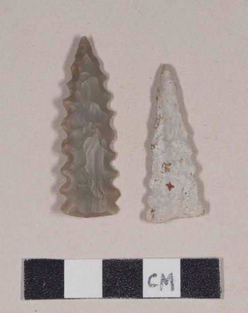 Chipped stone, projectile points, triangular, serrated