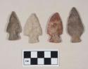 Chipped stone, projectile point, stemmed; chipped stone, projectile points, side-notched