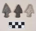 Chipped stone, projectile points, stemmed; chipped stone, projectile point, corner-notched