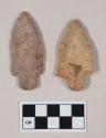 Chipped stone, projectile points, stemmed, with cortex