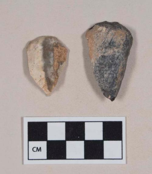 Chipped stone, flint tools, combination burin and scraper, with cortex