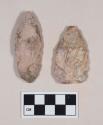 Chipped stone, stemmed and triangular projectile points