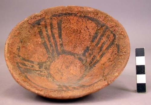 Unpainted pottery footed bowl - foot broken off