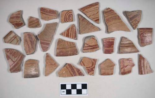 Red-on-Natural Painted Ware, body and rim sherds