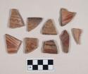 Red-on-Natural Painted Ware, body and rim sherds