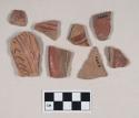 Red-on-Natural Painted and Fine Matte Wares, body and rim sherds