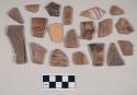 Red-on-Natural and Red-on-Cream Painted Wares, body and rim sherds