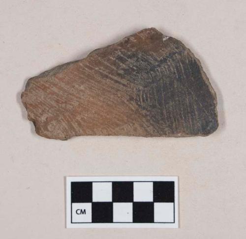 Burnished Ware: Olla body sherd; incised decoration on exterior (mimicking rocker stamped decoration?)