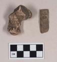 Red bodied earthenware figurine sherds, one human in appearance