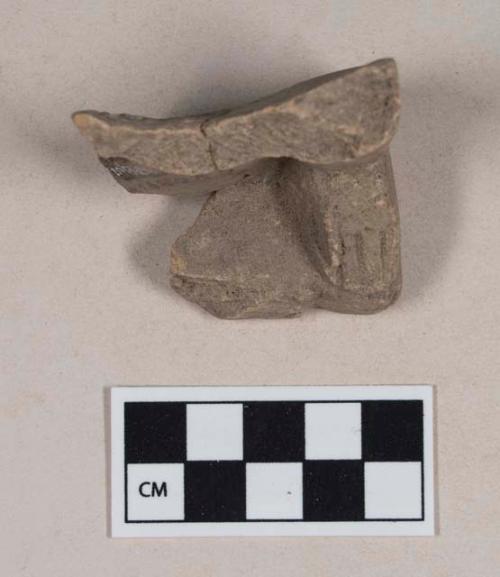 Red bodied earthenware figurine sherd; two sherds crossmended with glue