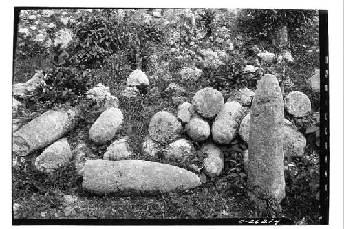 Conical stones from Tumba del Chac Mool, or Platform of the Cones