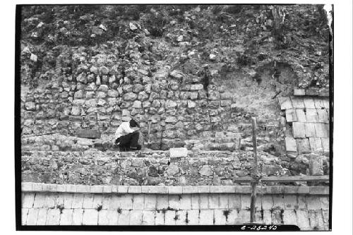 Cleaning off old construction level at the Temple of Warriors