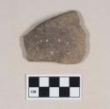 Coarse earthenware rim sherd, impressed, punctate rim, shell temper