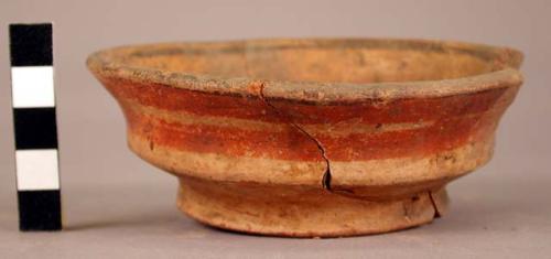 Painted earthen dish, with base