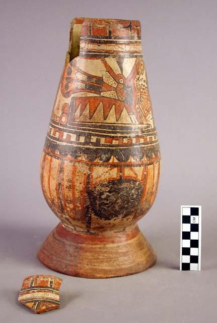 Nicoya Polychrome Ware ring-base jicara shape vessel