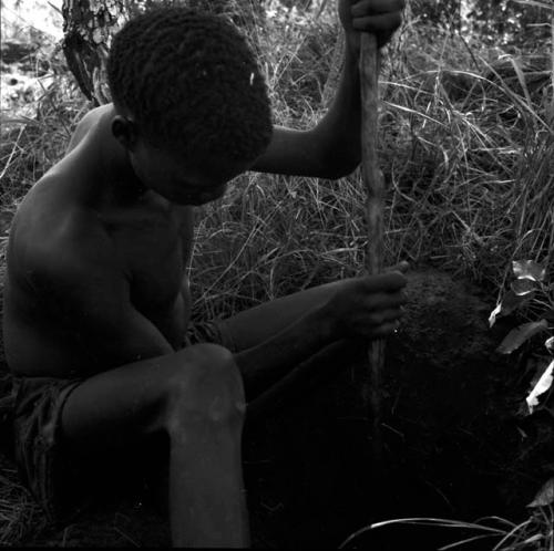 Boy digging with his digging stick