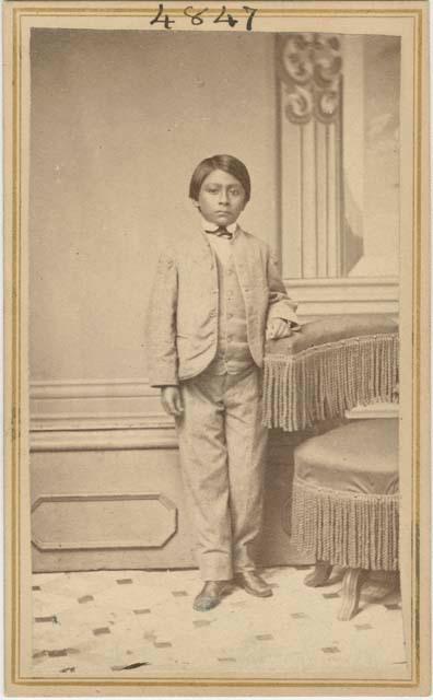 Studio portrait of unidentified ten year old boy