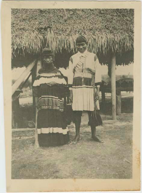 Muskogean Seminole man and woman posing for photograph