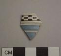 Earthenware, refined, mochaware-type; assorted sherds, three hand painted blue on white, two mochaware-type engine-turned