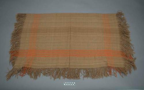 Woman's fringed shawl, light brown and orange