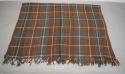 Woven plaid blanket; brown, gray and white