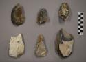 6 various broken flint hand axe fragments
