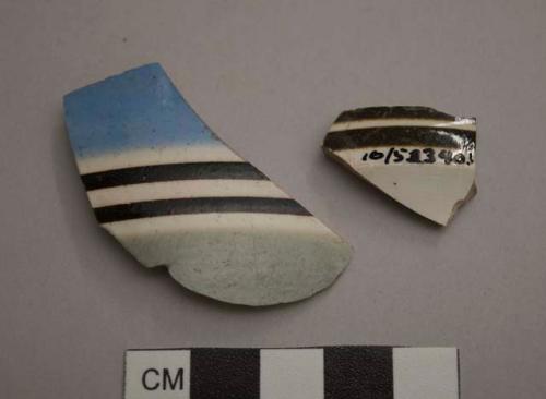 Earthenware, refined, Whiteware, Annularware, body sherds; banded