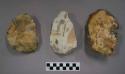 3 large thick flint trimming flakes - some showing evidence of use