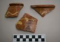 Earthenware, lead glazed, Metropolitan, body and rim sherds; slip decoration