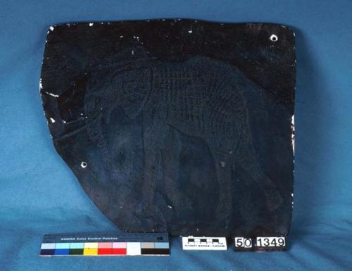 Plaster CAST of etched type of pictograph, depicting the elephant