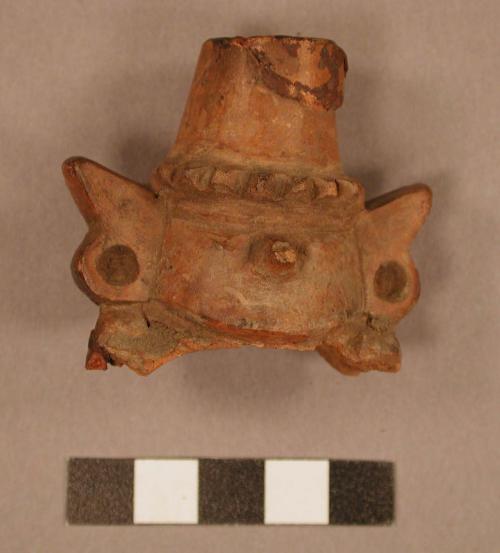 Ceramic effigy sherd,  head of human figure, mended