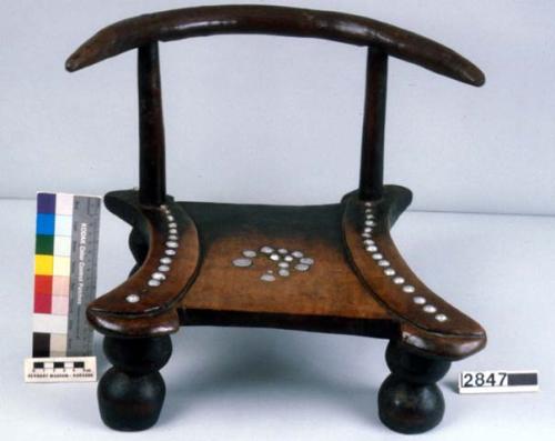 Chief's wooden chair - with decoration of aluminum buttons