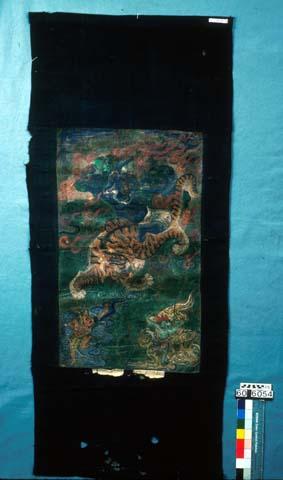 Lama painting on cloth with tempora