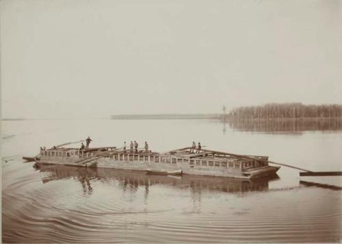 Keel boat on the Mississippi River