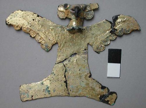 Metal fragments, gold plated, very corroded