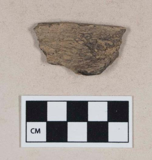 Mammal bone fragment, partially burned