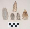 Chipped stone, projectile points, side-notched and corner-notched